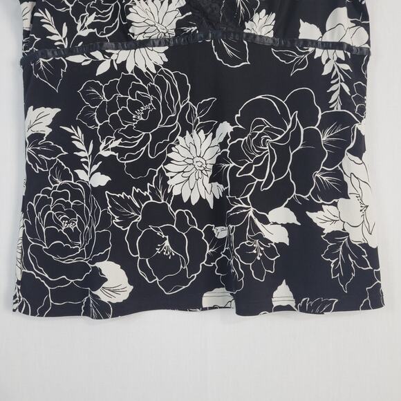 Vintage Y2K Sleeveless Floral Babydoll Top sz L black white whimsigoth lace USA - Picture 4 of 6